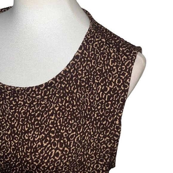 Ann Taylor Animal Print Cheetah Sleeveless Top Blouse Belted Neutrals sz XXL - Picture 4 of 8